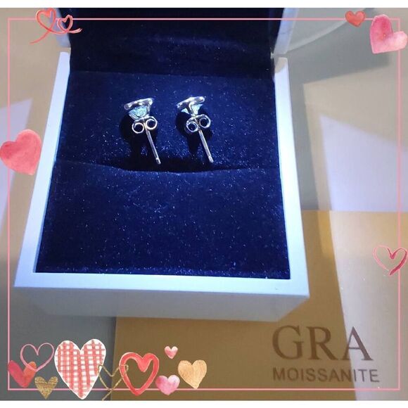 CERTIFIED~Sparkling 2Ct Round Cut Bezel Set Genuine Moissanite Stud Earrings - Picture 3 of 5